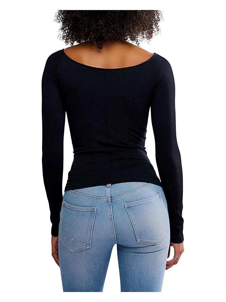 Женский топ Free People Sleek Rib Layering — изображение 2 из 4, черный
