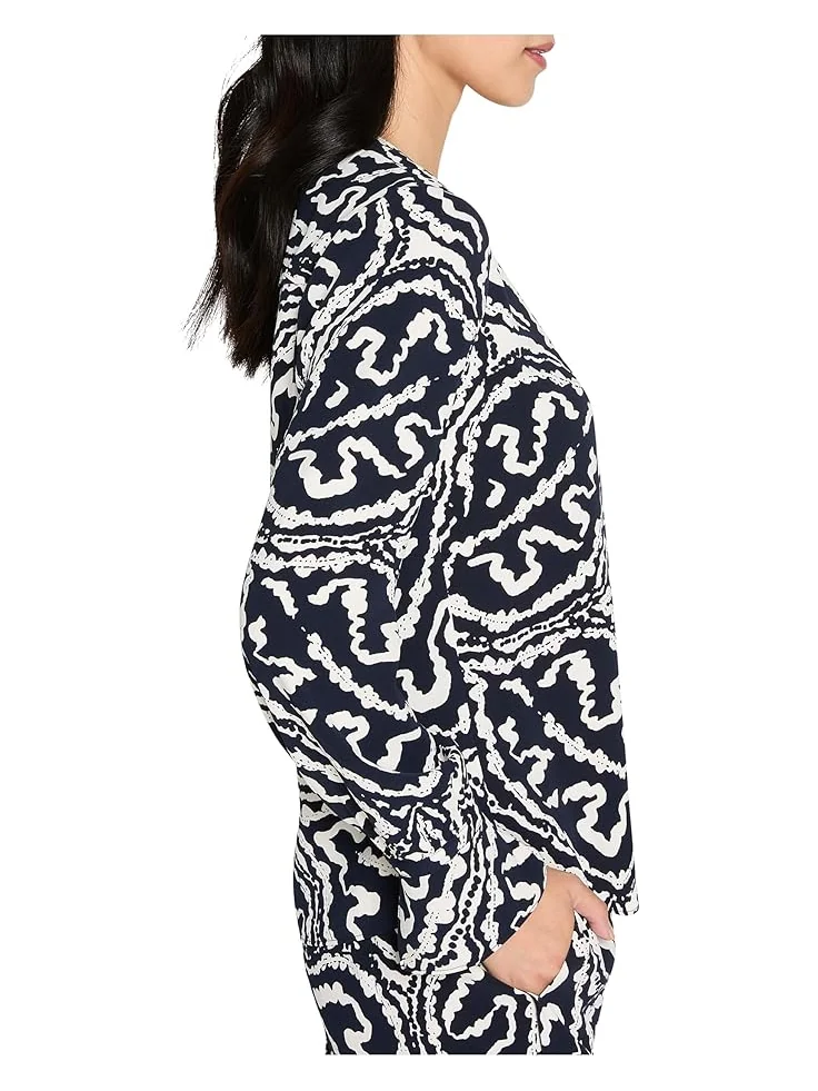 Женский топ NIC+ZOE Indigo Leaf Double Crepe — изображение 2 из 4, индиго мульти