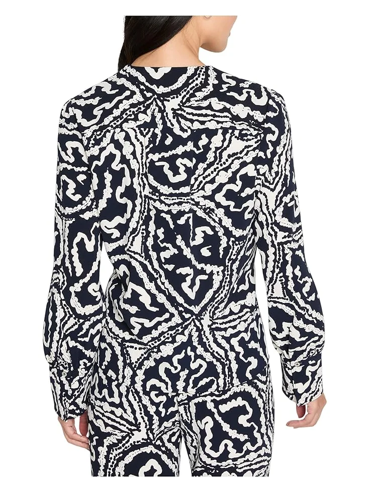 Женский топ NIC+ZOE Petite Indigo Leaf Double Crepe — изображение 3 из 4, индиго мульти