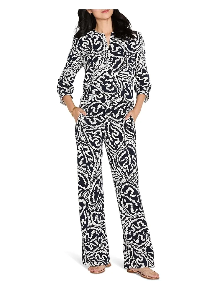 Женский топ NIC+ZOE Petite Indigo Leaf Double Crepe — изображение 4 из 4, индиго мульти