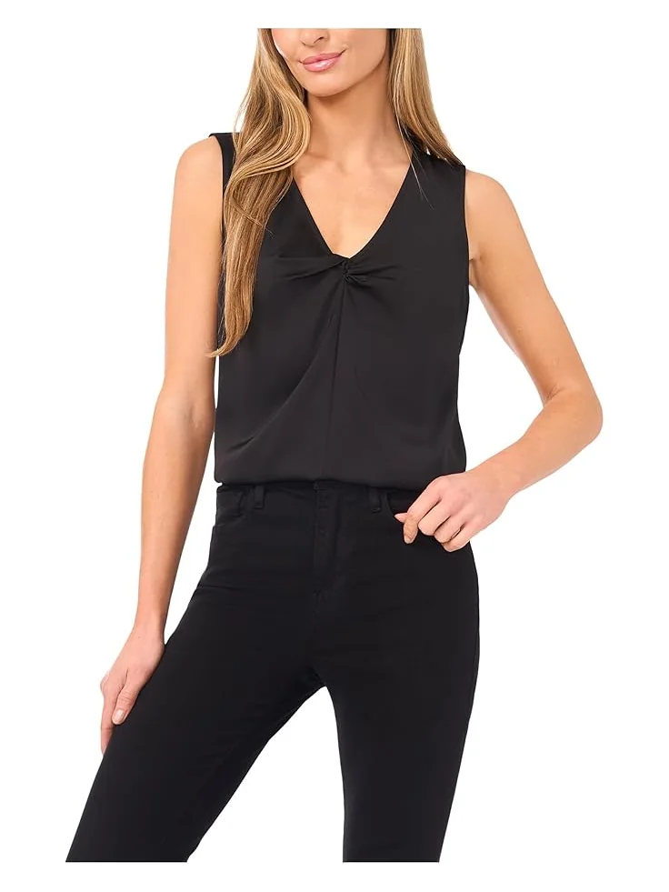 Женский топ CeCe Sleeveless Twist V-Neck — изображение 1 из 3, насыщенный черный