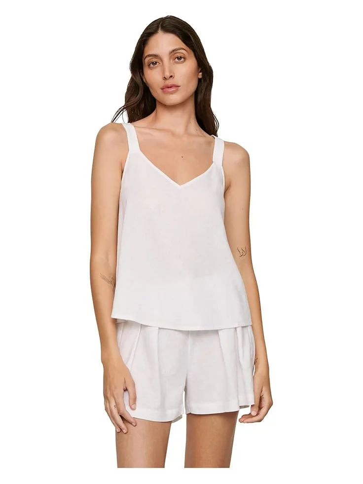 Женский топ Eberjey Linen Blend V-Neck Cami — изображение 1 из 3, белый