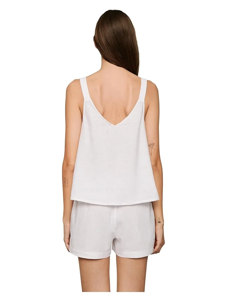 Женский топ Eberjey Linen Blend V-Neck Cami — изображение 2 из 3, белый