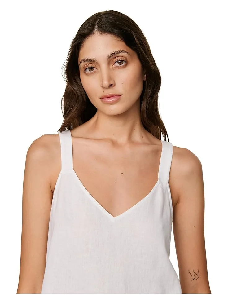 Женский топ Eberjey Linen Blend V-Neck Cami — изображение 3 из 3, белый