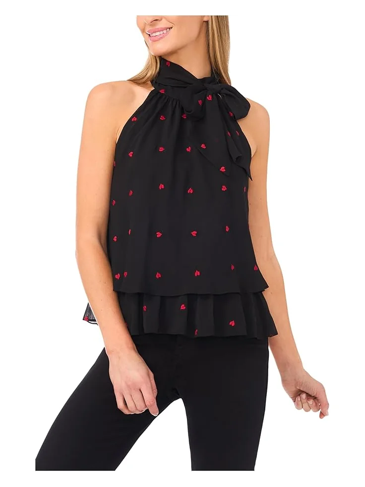 Женский топ CeCe Tiered Halter Bow Tie — изображение 1 из 3, насыщенный черный
