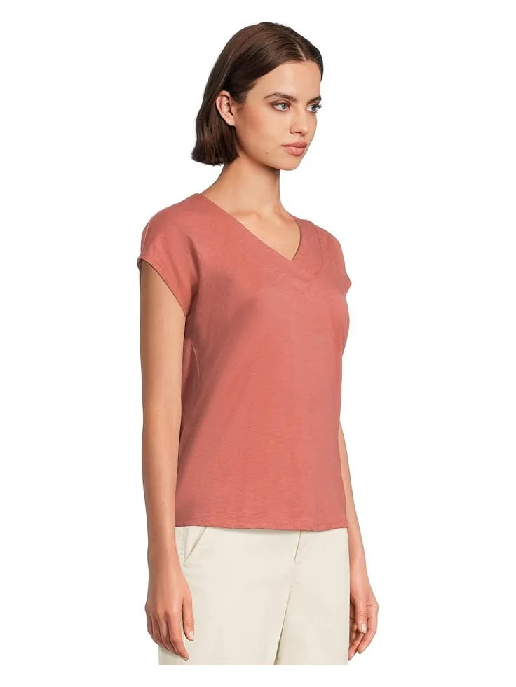 Женская футболка L.L.Bean Organic Cotton V-Neck Cap Sleeve — изображение 2 из 5, сиенна