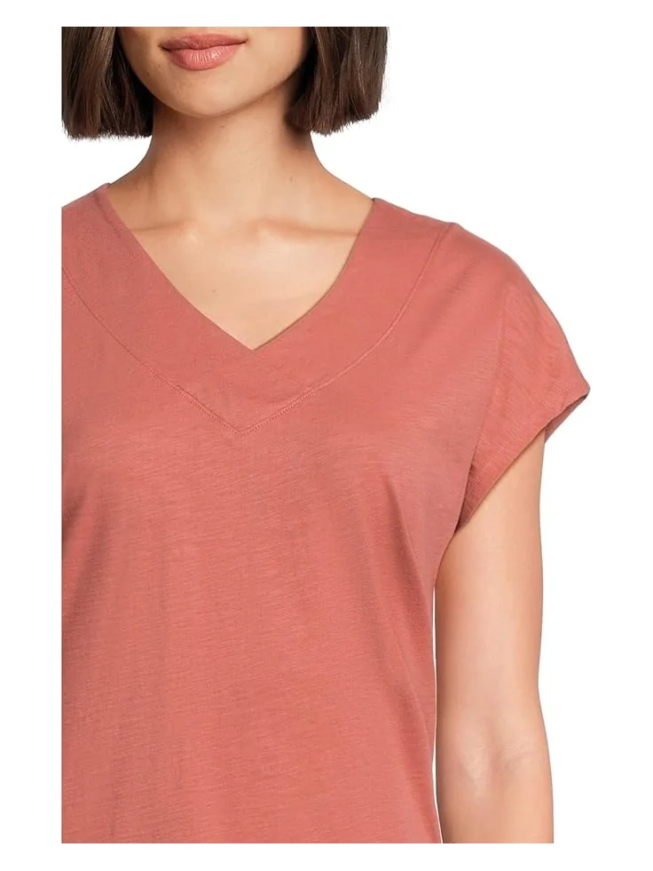 Женская футболка L.L.Bean Organic Cotton V-Neck Cap Sleeve — изображение 4 из 5, сиенна