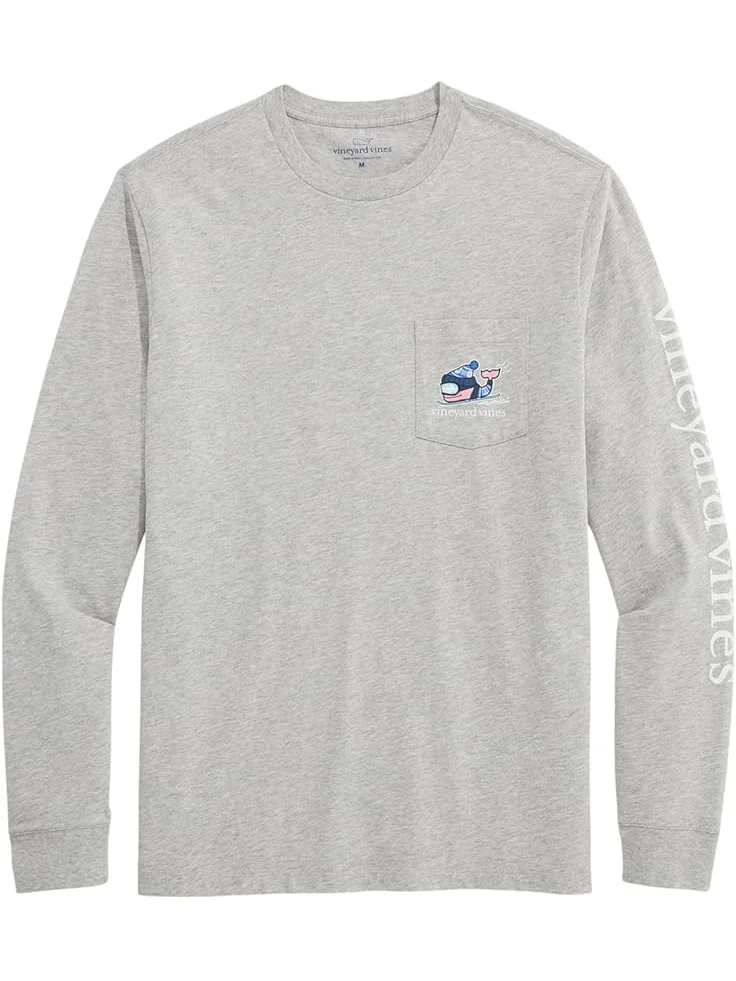 Мужская футболка с длинным рукавом и карманом Vineyard Vines Downhill Ski Whale — изображение 1 из 2, серый