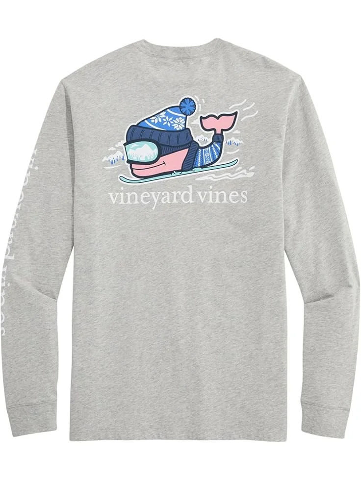 Мужская футболка с длинным рукавом и карманом Vineyard Vines Downhill Ski Whale — изображение 2 из 2, серый