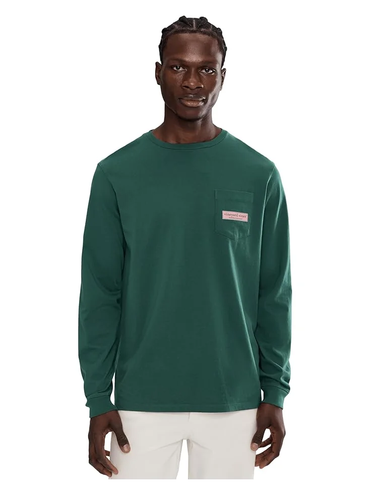 Мужская футболка с длинным рукавом Vineyard Vines Classic Logo Box — изображение 1 из 5, зеленый