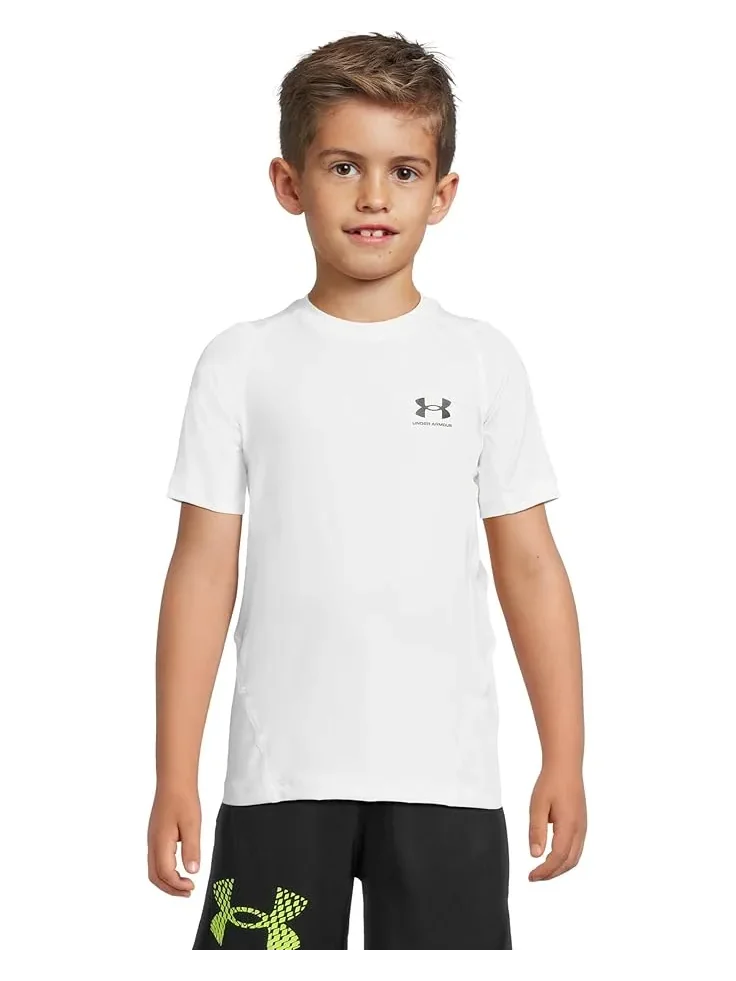 Футболка с коротким рукавом HeatGear Armour (для детей постарше) Under Armour Kids — изображение 1 из 4, белый/черный