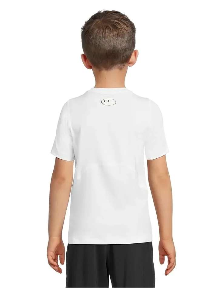 Футболка с коротким рукавом HeatGear Armour (для детей постарше) Under Armour Kids — изображение 2 из 4, белый/черный