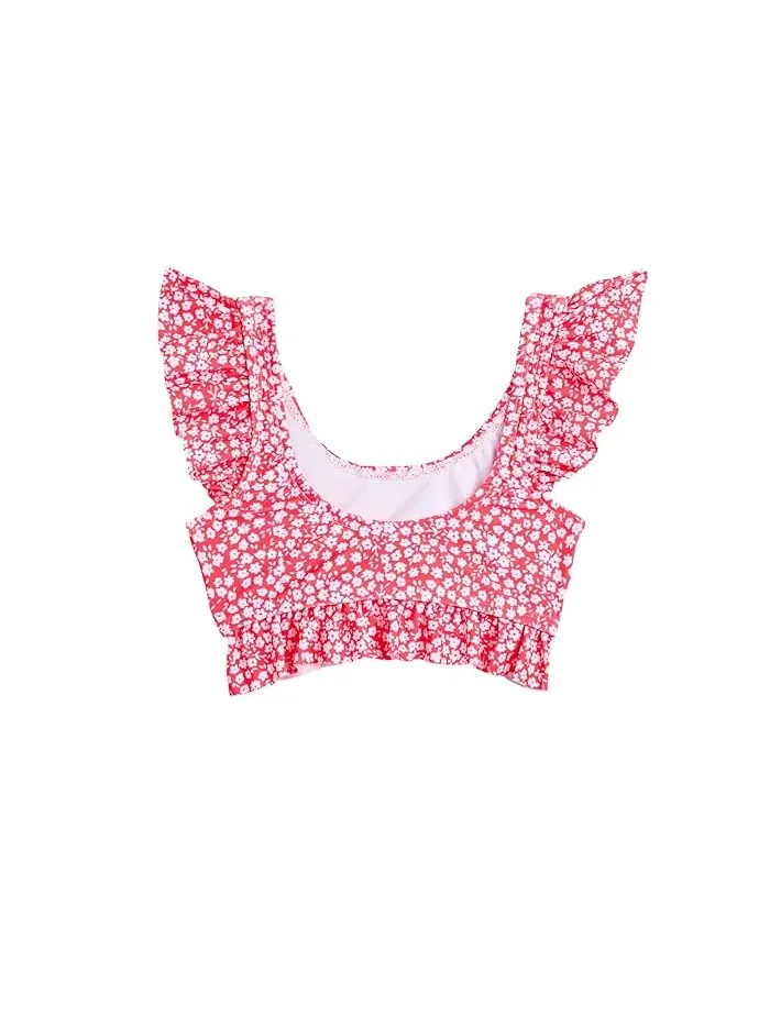 Купальник бикини Ditsy Bloom Frilled Crop Snapper Rock Kids — изображение 2 из 3, красный