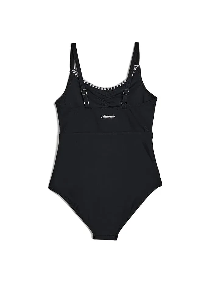 Купальник слитный Ruched Cutout abercrombie kids — изображение 2 из 3, черный