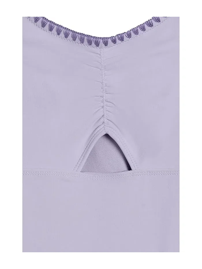 Купальник цельнокроеный Ruched Cutout One-Piece Swimsuit abercrombie kids — изображение 3 из 3, орхидейный