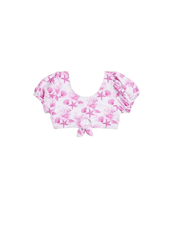 Купальник бикини с рукавами-фонариками Lagoon Puff Sleeve Bikini Snapper Rock Kids — изображение 2 из 3, розовый