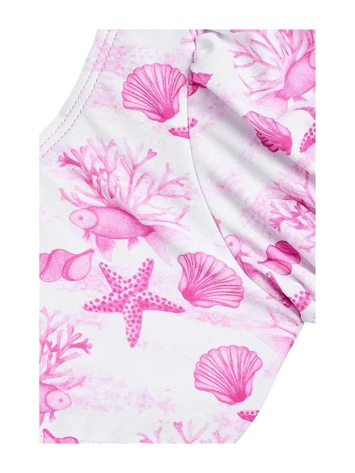 Купальник бикини с рукавами-фонариками Lagoon Puff Sleeve Bikini Snapper Rock Kids — изображение 3 из 3, розовый
