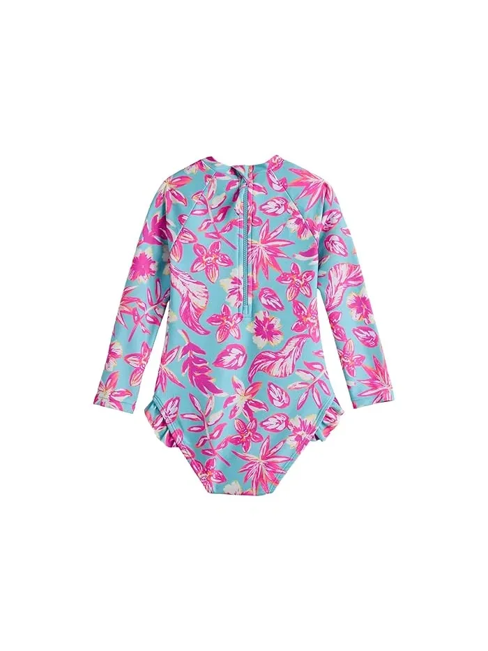 Купальник с воланами Tropical Glow Recycled Leg Frill Surf Suit Snapper Rock Kids — изображение 2 из 3, синий