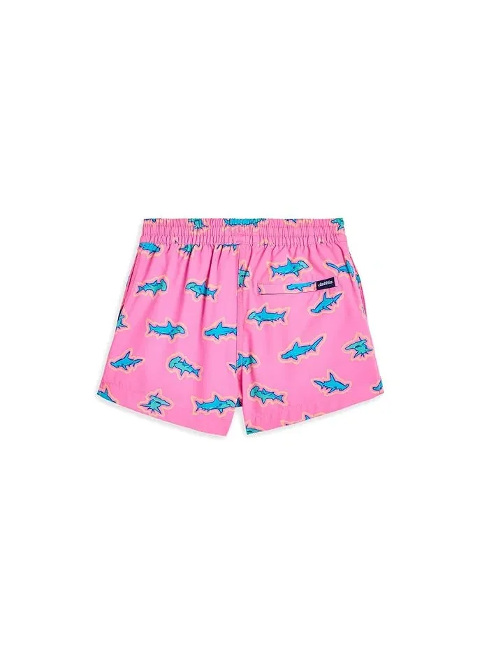 Плавки с принтом акул The Pink Apex Swimmers Chubbies Kids — изображение 2 из 3, яркий розовый