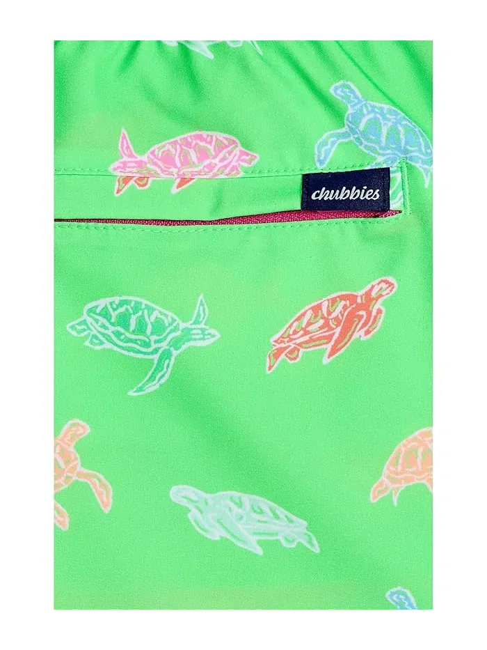 Плавки с принтом черепах The Turtally Awesomes Lined Swim Trunk Chubbies Kids — изображение 3 из 3, яркий зеленый