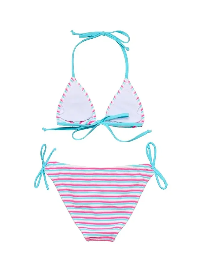 Купальник бикини треугольник Sorbet Stripe Teen Triangle Bikini Snapper Rock Kids — изображение 2 из 3, розовый