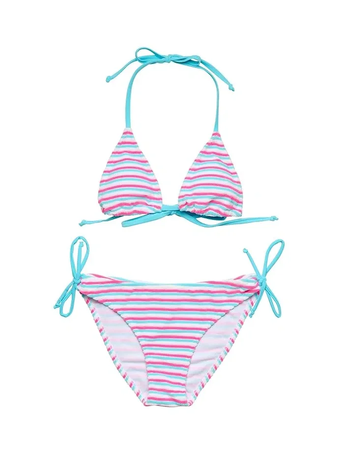 Купальник бикини треугольник Sorbet Stripe Teen Triangle Bikini Snapper Rock Kids — изображение 3 из 3, розовый