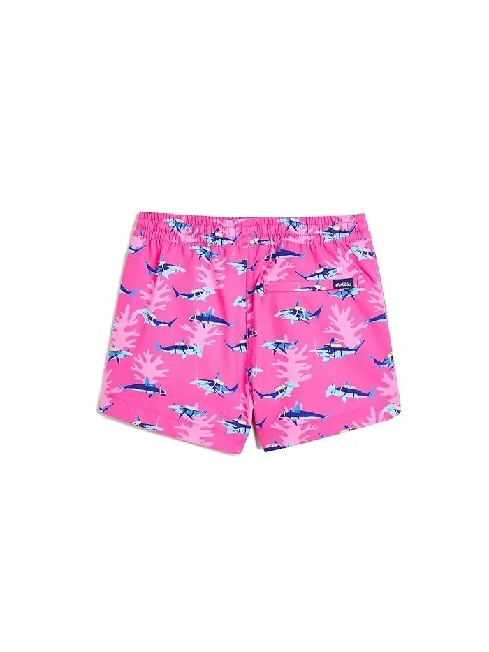 Плавки с акулами Bright Pink/Pattern Base, Chubbies Kids — изображение 2 из 3, розовый