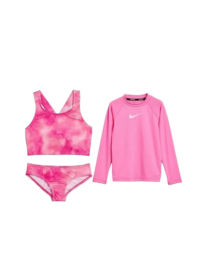Купальник с длинным рукавом и мидкини тай-дай Nike Kids