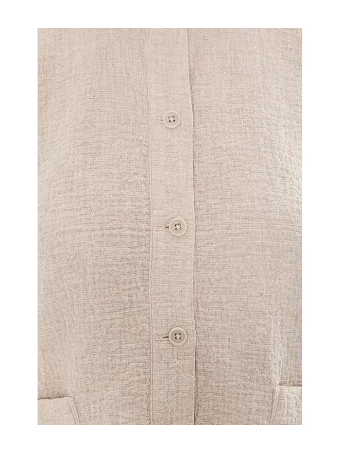Куртка мандариновый воротник Organic Cotton Doubleweave Mandarin Collar Jacket Eileen Fisher — изображение 5 из 5, голубь