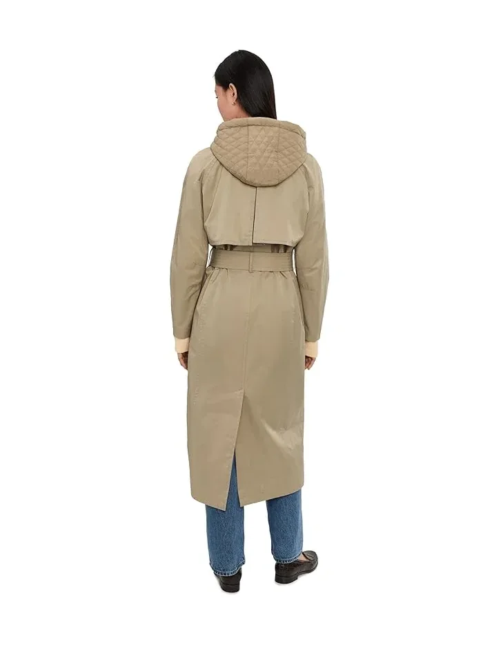 Пальто тренч с квилтингом Maxi Raglan Trench With Bib Avec Les Filles — изображение 4 из 5, шалфейный
