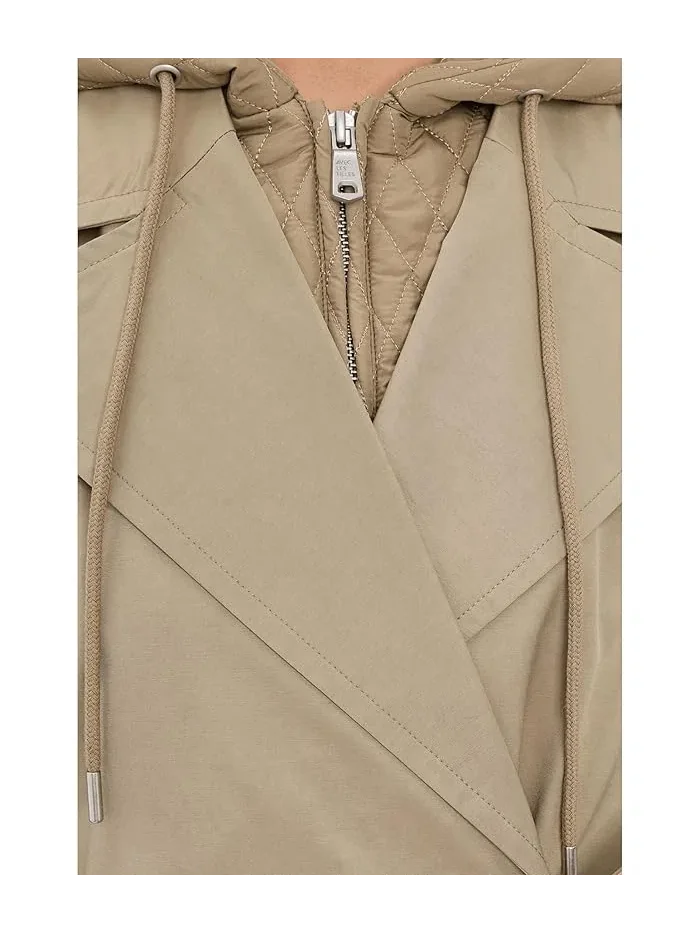 Пальто тренч с квилтингом Maxi Raglan Trench With Bib Avec Les Filles — изображение 5 из 5, шалфейный