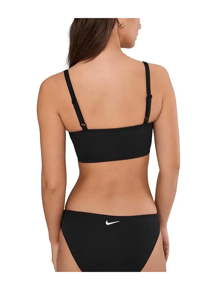 Купальник с V-образным вырезом Line Wave Jacquard Nike — изображение 4 из 5, черный
