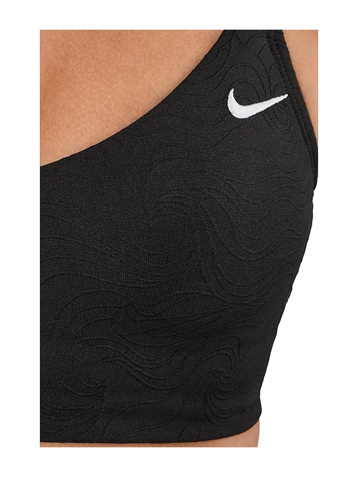 Купальник с V-образным вырезом Line Wave Jacquard Nike — изображение 5 из 5, черный