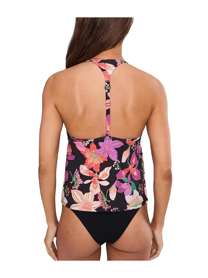 Купальник танкини с цветочным принтом Hot House Floral Square Neck Nike — изображение 4 из 5, черный