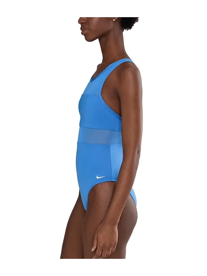 Купальник слитный Mesh V-Back Nike — изображение 2 из 4, синий