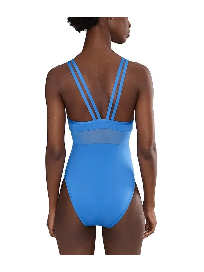 Купальник слитный Mesh V-Back Nike — изображение 3 из 4, синий