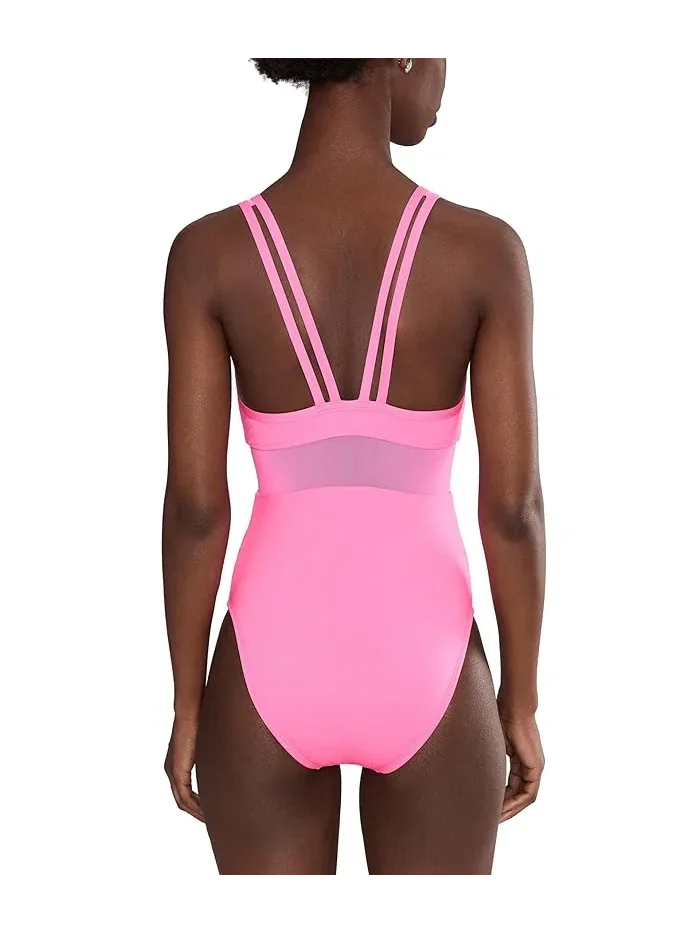 Купальник слитный Mesh V-Back Nike — изображение 3 из 4, розовый