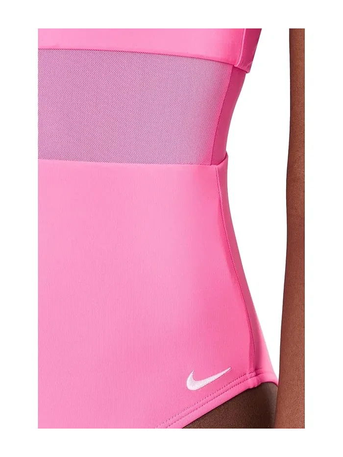 Купальник слитный Mesh V-Back Nike — изображение 4 из 4, розовый