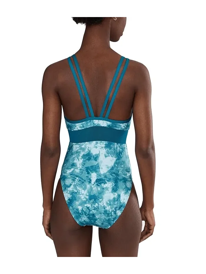 Купальник слитный Frozen Floral V-back Nike — изображение 3 из 4, зеленый