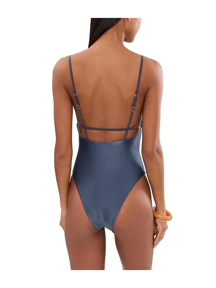 Купальник цельнокроеный Belle V-Neck Seafolly — изображение 4 из 5, синий индиго