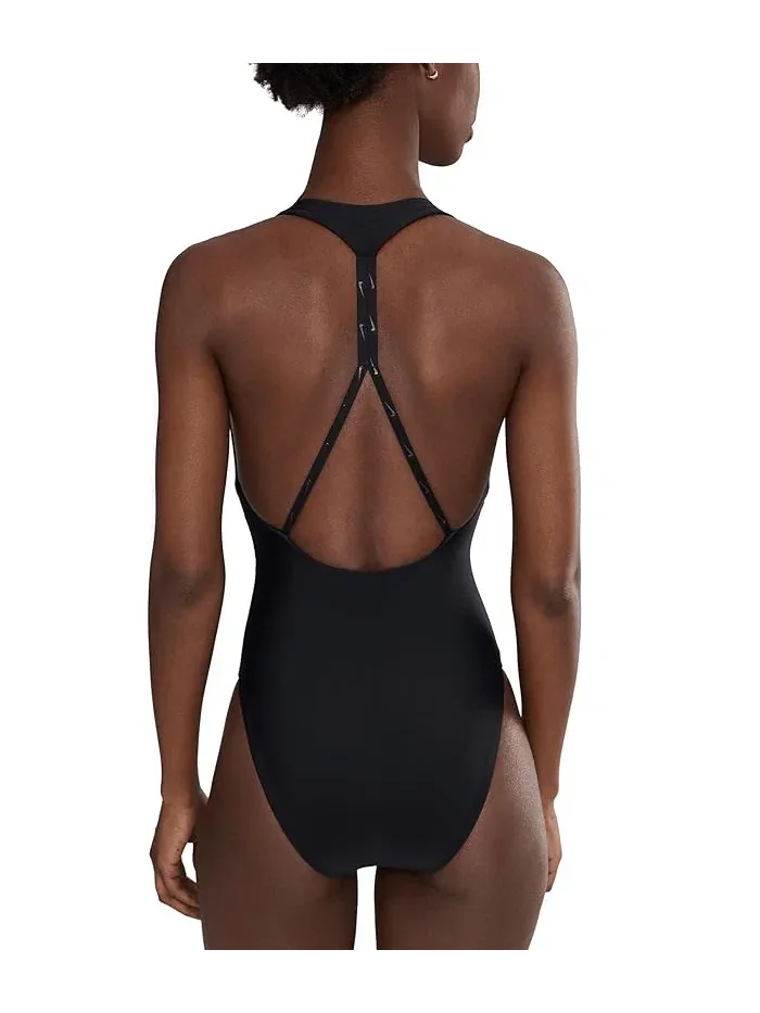 Купальник слитный Hydralock Luxe V-neck One Piece Nike — изображение 3 из 4, черный