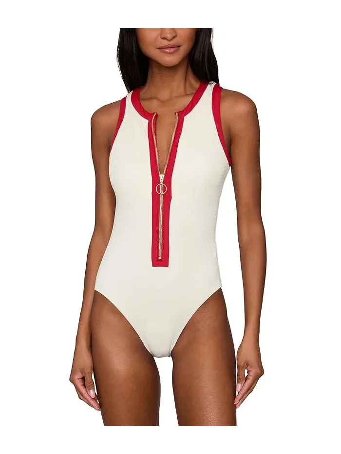 Купальник слитный Bandwave с замком Seafolly — изображение 2 из 5, экру