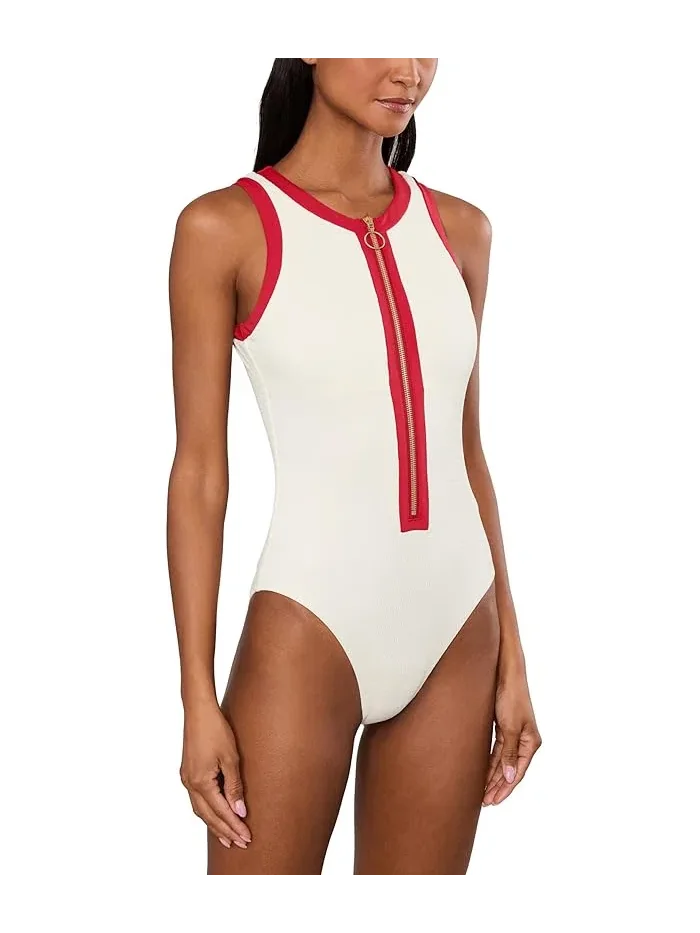 Купальник слитный Bandwave с замком Seafolly — изображение 3 из 5, экру