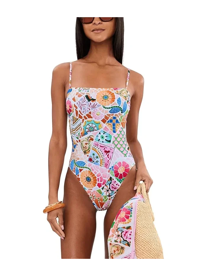Купальник слитный BeachBohème Square Neck One-Piece Seafolly — изображение 2 из 5, розовый