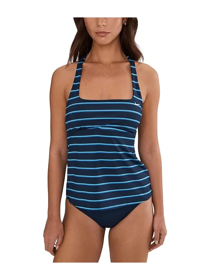 Купальник Nike Preppy Pinstripe Square Neck Tankini — изображение 2 из 5, темно-синий