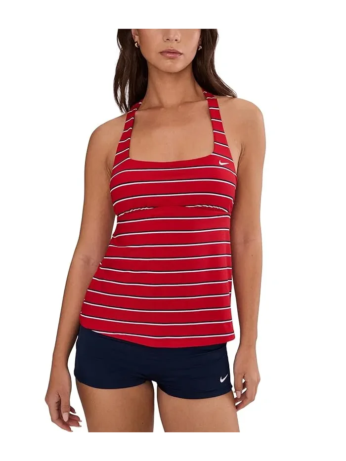 Купальник раздельный Nike Preppy Pinstripe Square Neck Tankini — изображение 2 из 5, красный