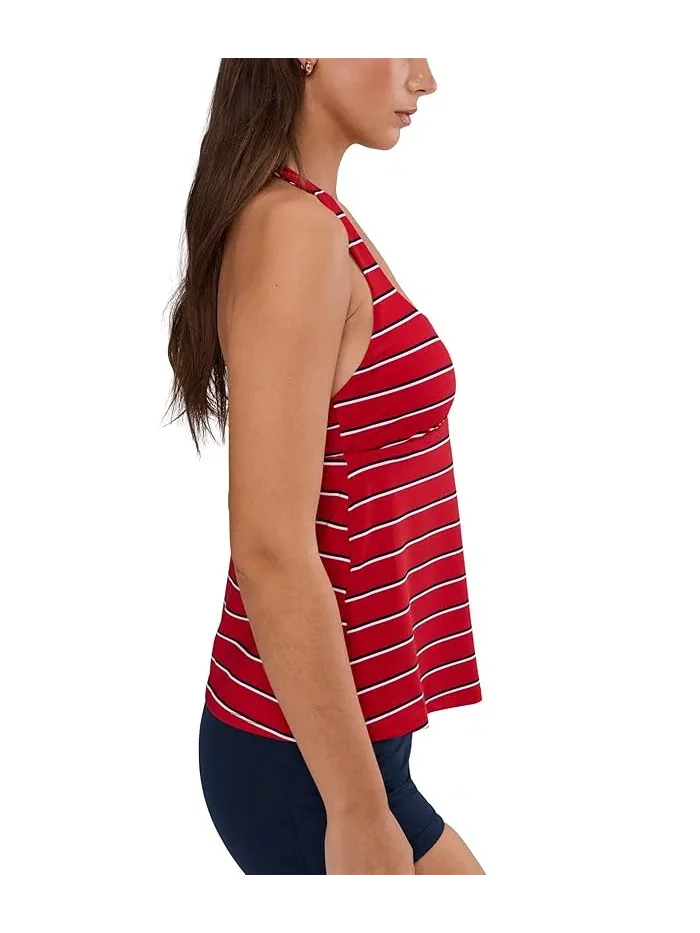 Купальник раздельный Nike Preppy Pinstripe Square Neck Tankini — изображение 3 из 5, красный