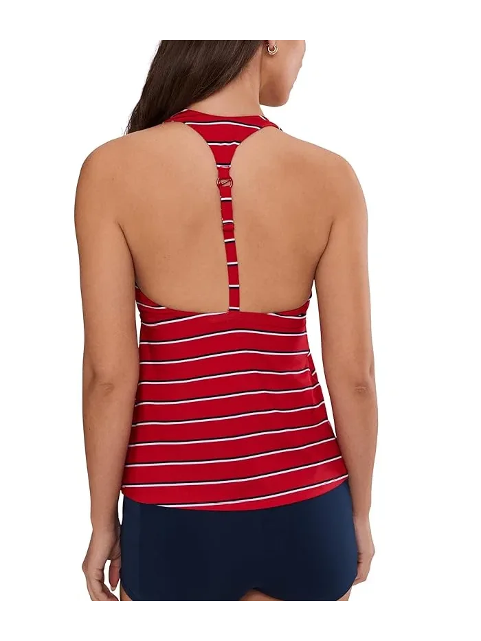 Купальник раздельный Nike Preppy Pinstripe Square Neck Tankini — изображение 4 из 5, красный