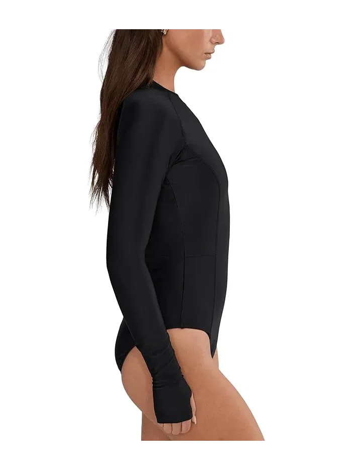 Купальник слитный Nike Hydralock Fusion Long Sleeve One Piece — изображение 2 из 4, черный