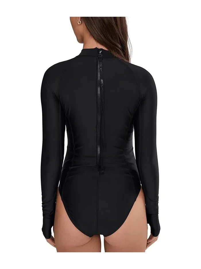 Купальник слитный Nike Hydralock Fusion Long Sleeve One Piece — изображение 3 из 4, черный